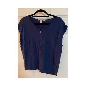 Forever 21 Short Sleeve Navy Blue Half Zip XS